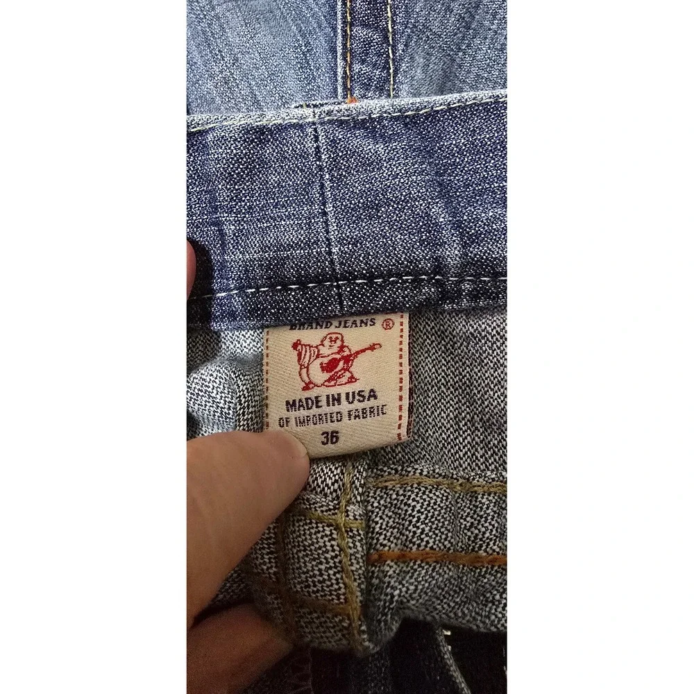 True Religion Mens Straight Leg Jeans Blue Medium Wash Made in USA Size 36